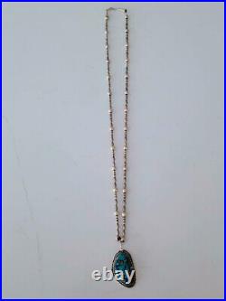 Vintage Tom Willeto Navajo Turquoise Sterling Silver Beaded Necklace