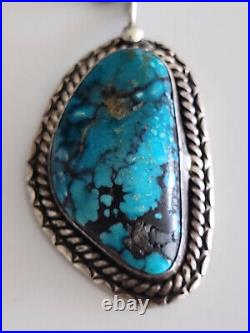 Vintage Tom Willeto Navajo Turquoise Sterling Silver Beaded Necklace