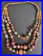 Vintage Tribal Multi-Strand Necklace Etched Agate Bone Beads Boho Ethnic Jewelr