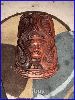 Vintage Tribal Native American Masks Old Wood Wall Art Hand Carved