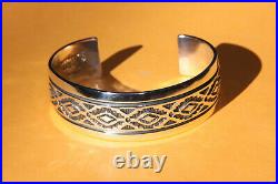 Vintage Troy Laner Native American Sterling Silver Navajo Cuff Bracelet Euc