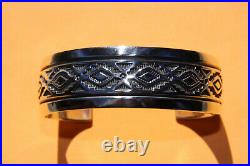 Vintage Troy Laner Native American Sterling Silver Navajo Cuff Bracelet Euc