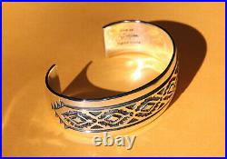 Vintage Troy Laner Native American Sterling Silver Navajo Cuff Bracelet Euc
