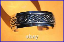 Vintage Troy Laner Native American Sterling Silver Navajo Cuff Bracelet Euc