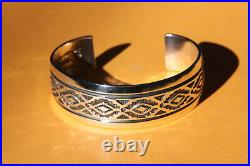 Vintage Troy Laner Native American Sterling Silver Navajo Cuff Bracelet Euc