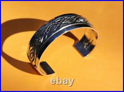 Vintage Troy Laner Native American Sterling Silver Navajo Cuff Bracelet Euc