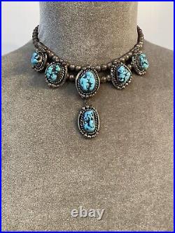 Vintage Turquoise And Sterling Silver Choker
