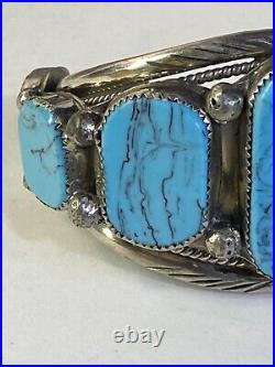 Vintage Turquoise Bracelet Navaho Pawn 7 Stone