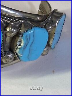 Vintage Turquoise Bracelet Navaho Pawn 7 Stone