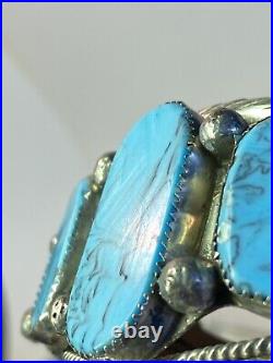 Vintage Turquoise Bracelet Navaho Pawn 7 Stone