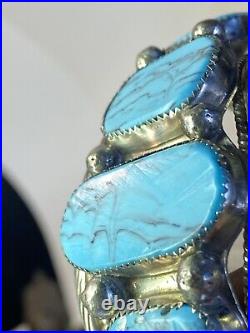 Vintage Turquoise Bracelet Navaho Pawn 7 Stone