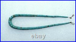 Vintage Turquoise Heishi Jacla Necklace Handmade Sterling Silver Clasp