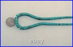 Vintage Turquoise Heishi Jacla Necklace Handmade Sterling Silver Clasp