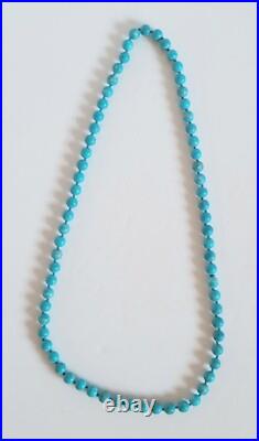 Vintage Turquoise Polished Round Bead Beaded Necklace Native American 30