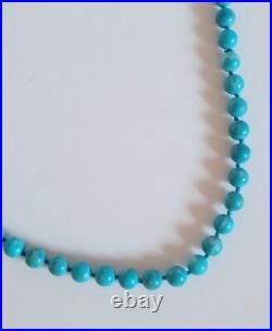 Vintage Turquoise Polished Round Bead Beaded Necklace Native American 30 Vintage Turquoise Polished Round Bead Beaded Necklace Native American 30