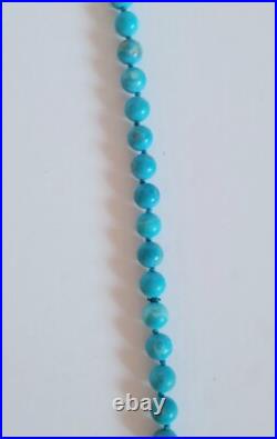 Vintage Turquoise Polished Round Bead Beaded Necklace Native American 30