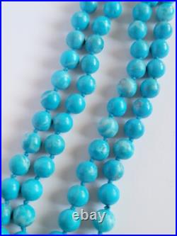 Vintage Turquoise Polished Round Bead Beaded Necklace Native American 30 Vintage Turquoise Polished Round Bead Beaded Necklace Native American 30