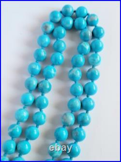 Vintage Turquoise Polished Round Bead Beaded Necklace Native American 30