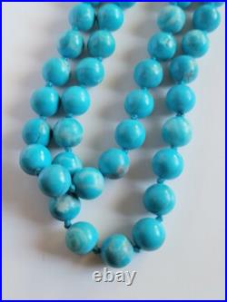 Vintage Turquoise Polished Round Bead Beaded Necklace Native American 30