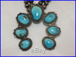 Vintage Turquoise Squash Blossom Necklace Native American Owned