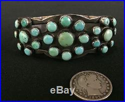 Vintage Turquoise & Sterling Bracelet Dead Pawn Ingot Hand-Forged