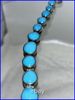 Vintage Turquoise & Sterling Silver Bracelet 8 34.47g Rare & Flawless