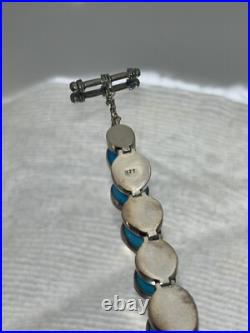 Vintage Turquoise & Sterling Silver Bracelet 8 34.47g Rare & Flawless