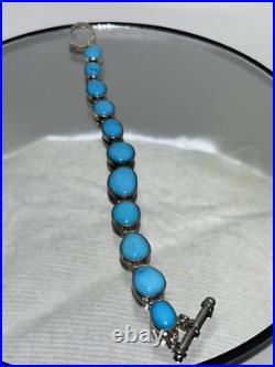 Vintage Turquoise & Sterling Silver Bracelet 8 34.47g Rare & Flawless