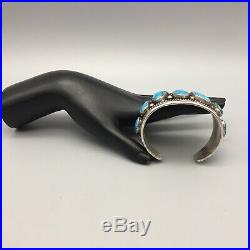 Vintage, Turquoise & Sterling Silver Cuff Bracelet SIGNED