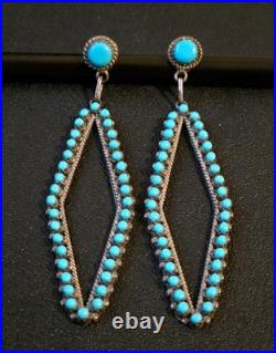 Vintage Turquoise ZUNI style Petit Point Earrings Beautiful Southwest Set