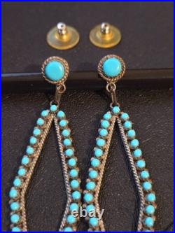 Vintage Turquoise ZUNI style Petit Point Earrings Beautiful Southwest Set