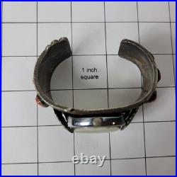 Vintage Watch Bracelet Sz 7 Native American. 925 Coral Navajo 125gm A. Begay