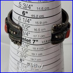 Vintage Watch Bracelet Sz 7 Native American. 925 Coral Navajo 125gm A. Begay