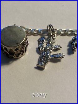 Vintage Western Native American Sterling Silver Charm Bracelet 7 14 Charms B1