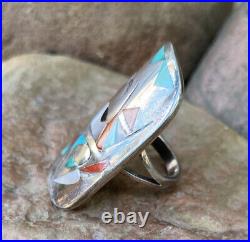 Vintage Whimsical Multi-Stone Inlay & Silver Ring by Zuni Artist Nancy Haloo