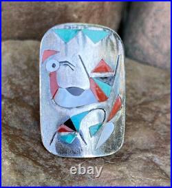 Vintage Whimsical Multi-Stone Inlay & Silver Ring by Zuni Artist Nancy Haloo