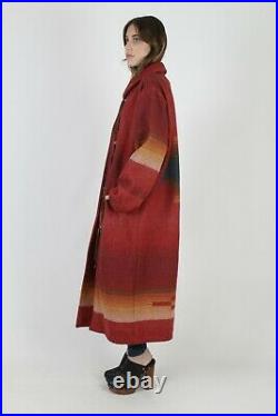 Vintage Woolrich Duster Coat Southwestern Aztec Blanket Native American Jacket