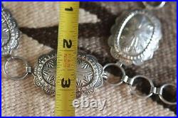 Vintage ZUNI CONCHO BELT buckle Fred Weekoty signed sterling silver hand stamped