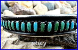 Vintage ZUNI NEEDLEPOINT TURQUOISE sterling silver cuff bracelet 6.25 signed