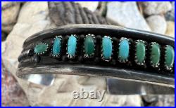 Vintage ZUNI NEEDLEPOINT TURQUOISE sterling silver cuff bracelet 6.25 signed