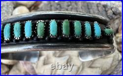 Vintage ZUNI NEEDLEPOINT TURQUOISE sterling silver cuff bracelet 6.25 signed