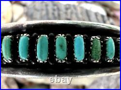 Vintage ZUNI NEEDLEPOINT TURQUOISE sterling silver cuff bracelet 6.25 signed