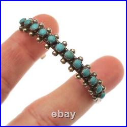 Vintage ZUNI Native American Sterling Silver and Turquoise Cuff Bracelet 6-1/4