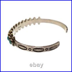 Vintage ZUNI Native American Sterling Silver and Turquoise Cuff Bracelet 6-1/4