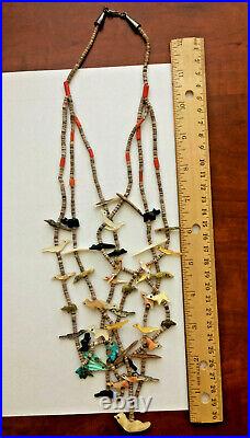 Vintage Zuni 3 Strand Fetish Necklace- Leki, Lavana, Tsikewa, Kushana