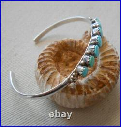 Vintage Zuni AW Sterling Silver Light Blue Turquoise Cuff Bracelet 275508