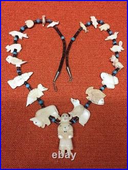 Vintage Zuni Carved Kachina Pendant Fetish Necklace 32