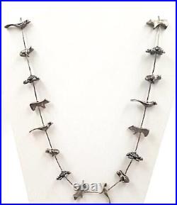 Vintage Zuni Fetish Necklace Sterling Silver Native American 26L 75G