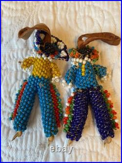 Vintage Zuni Handmade Bead on Bone 3 figures 1964