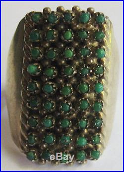 Vintage Zuni Indian Silver Petit Point Snake Eye Turquoise Ring Size 5-1/2